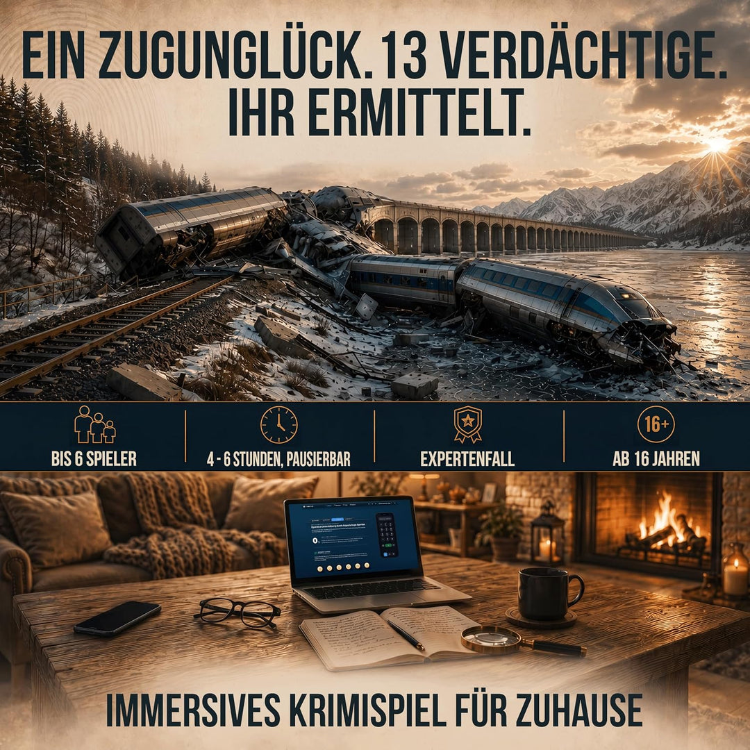 SUSPECTO Krimispiel 2.0 für Erwachsene - Entgleiste Wahrheiten | Interaktive Fallakte, 4-6 Std. | Ta