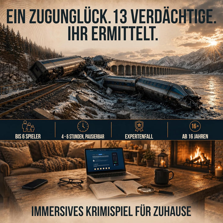 SUSPECTO Krimispiel 2.0 für Erwachsene - Entgleiste Wahrheiten | Interaktive Fallakte, 4-6 Std. | Ta
