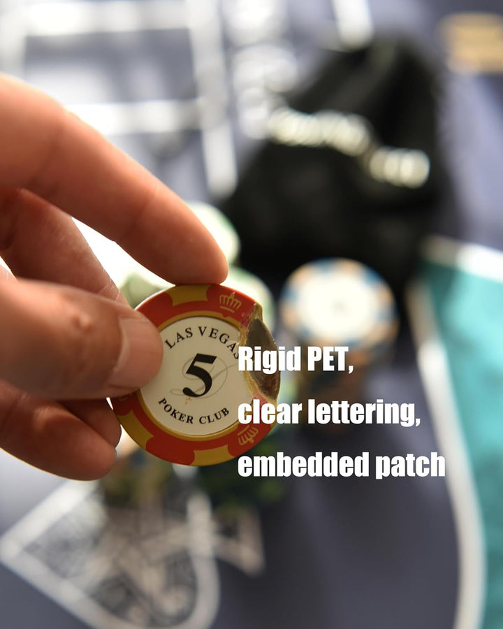 Pokerchip-Set mit 100 Tonchips mit Nennwert, geeignet für Blackjack und Casinospiele, 20 Chips pro N