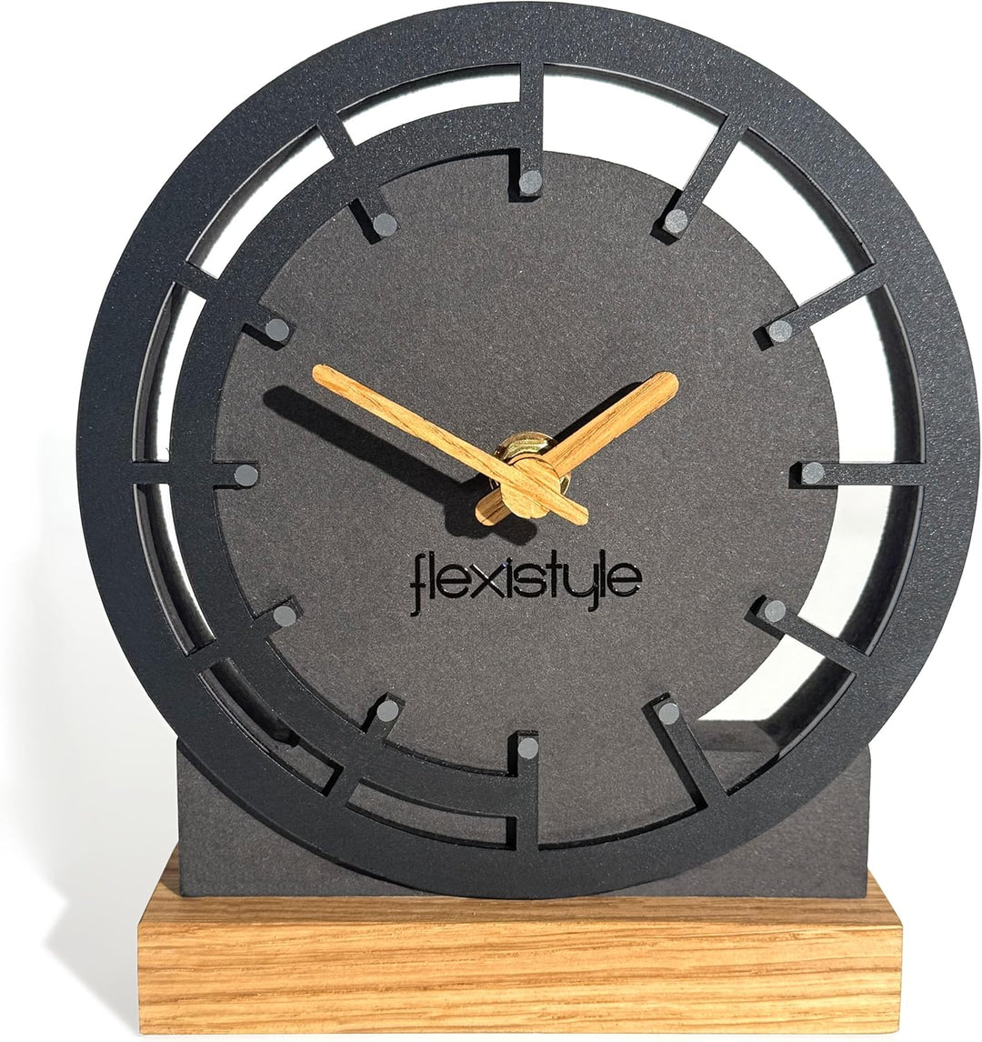 FLEXISTYLE Modern standuhr tischuhr klein aus Holz Eiche Wohnzimmer Badezimmer Uhr Holz tischuhren h