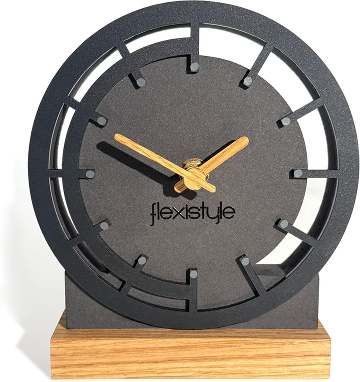 FLEXISTYLE Modern standuhr tischuhr klein aus Holz Eiche Wohnzimmer Badezimmer Uhr Holz tischuhren h