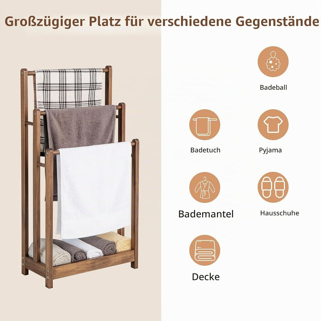 LIFEZEAL Handtuchständer Stehend, Duschtuchhalter Handtuchhalter Holz, Badetuchhalter Freistehend mi