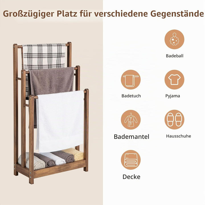 LIFEZEAL Handtuchständer Stehend, Duschtuchhalter Handtuchhalter Holz, Badetuchhalter Freistehend mi