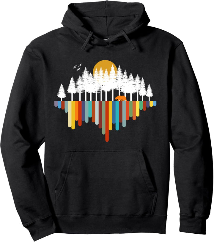 Colorful Retro Nature Pullover Hoodie