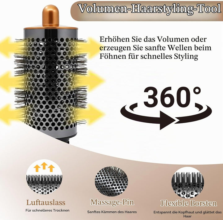 Volumenbürste Aufsatz kompatibel mit Dyson Airwrap Styler HS01 HS05 HS08, Rundbürste Zubehör für ext