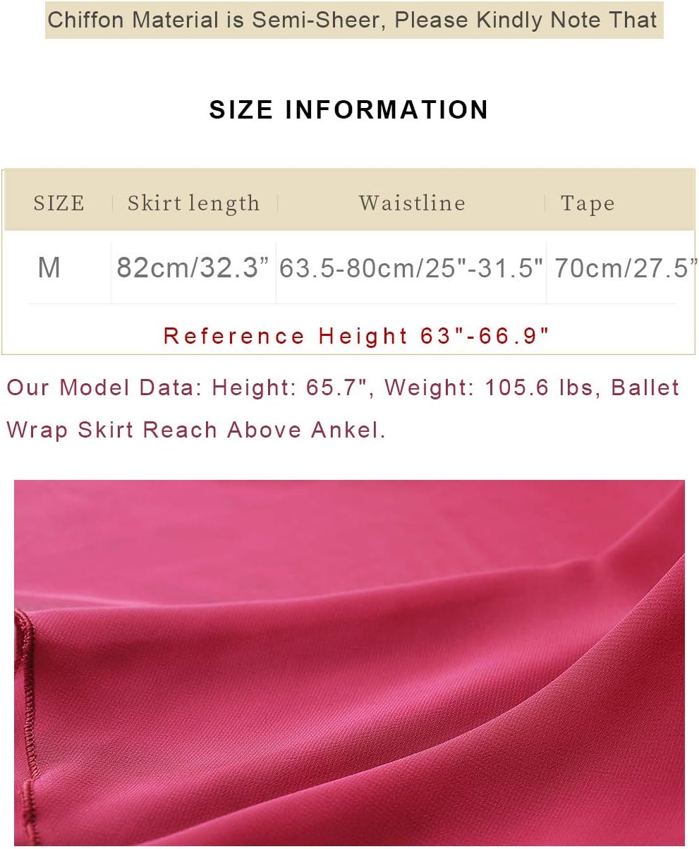 Daydance Ballett-Wickelrock für Mädchen und Damen, Chiffon, für Tanz, Schwarz M Burgunderrot, 82 Cm,