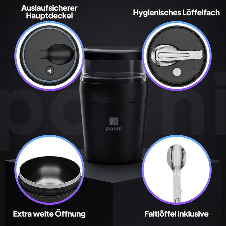 Müslibecher, auslaufsicherer Joghurtbecher to go mit Löffel, für Müsli, Joghurt, Frühstücksbecher au