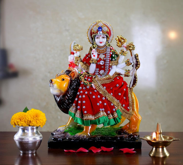 eSplanade Resin Maa Durga MATA Rani Sherawali Murti Idol Statue Sculpture (1561APC), 1561APC