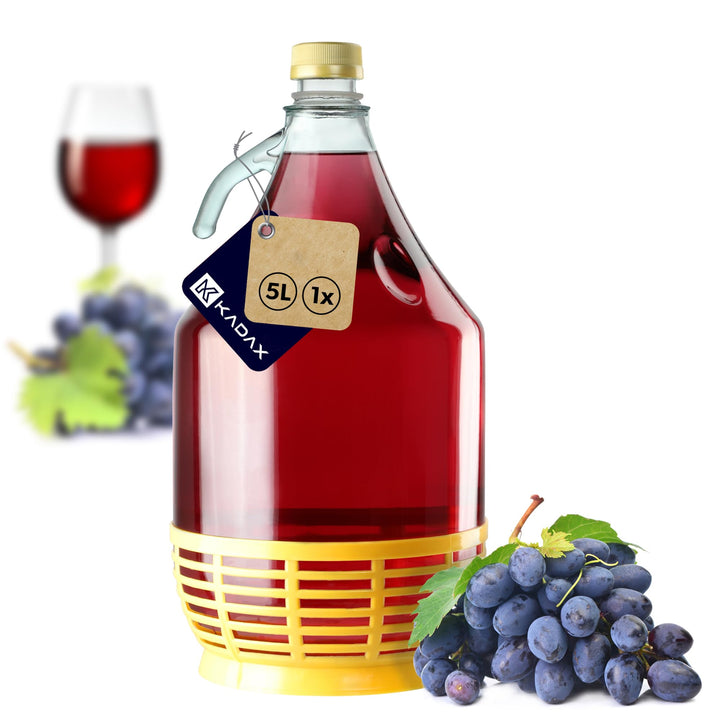 KADAX Weinballon 5L, Glasballon für Wein, schmale Öffnung, Gärballon, Gallone, Gärbehälter, Flasche,