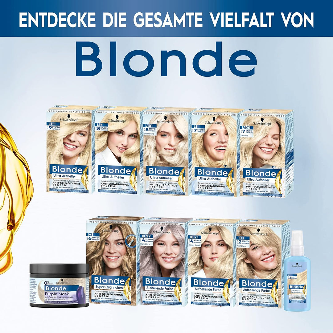 Schwarzkopf Blonde Aufheller S1 Stufe 3 (6x 125 ml), Aufhellspray zum Haare aufhellen um bis zu 2 St