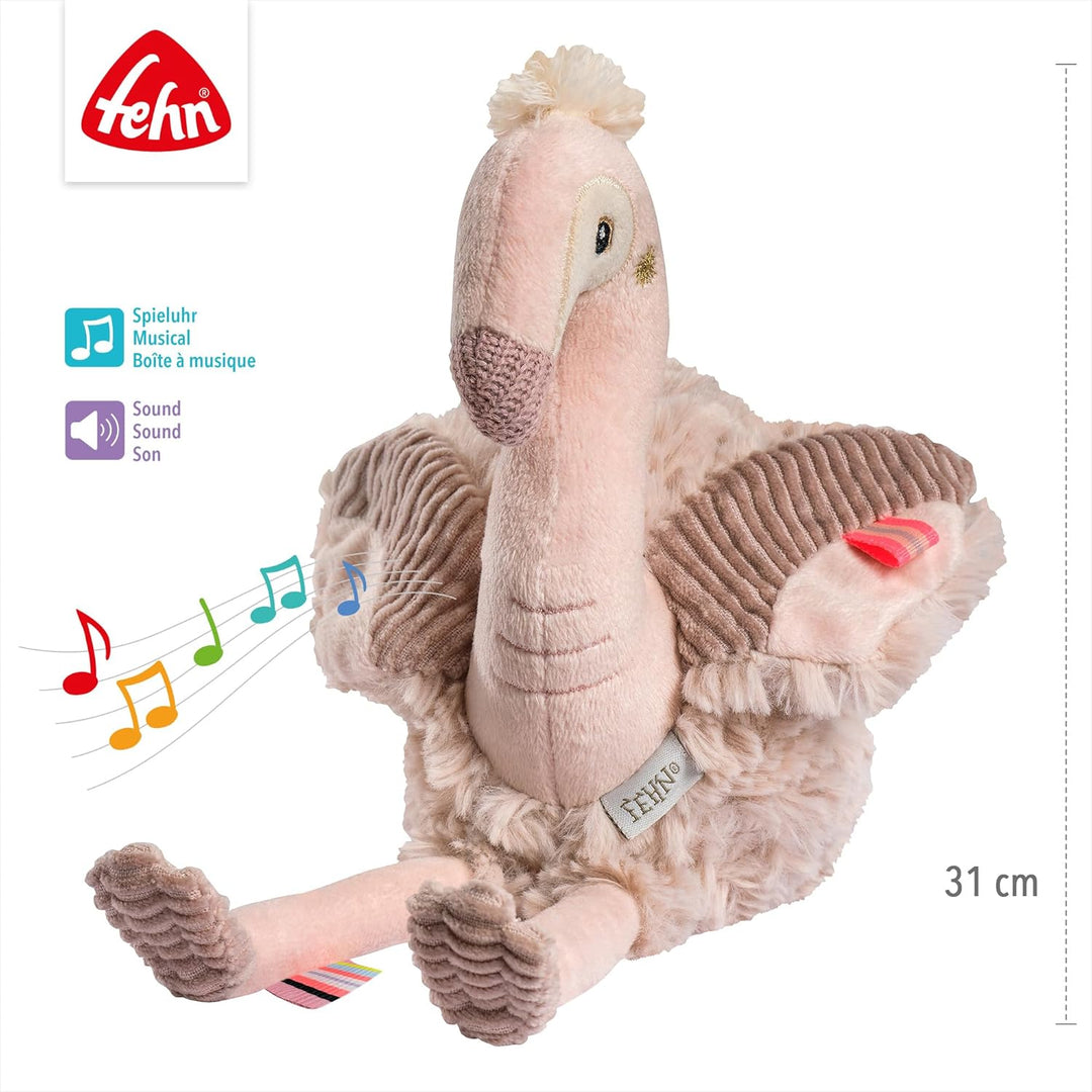 Fehn Einschlafhilfe Flamingo – Baby Einschlafhilfe mit Soundmodul: Flamingo Kuscheltier mit entnehmb