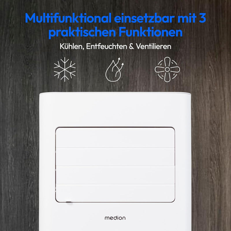 MEDION E701 (MD 37730) Mobile Klimaanlage mit Abluftschlauch (inkl. Fensterabdichtung, 3in1, bis 25q