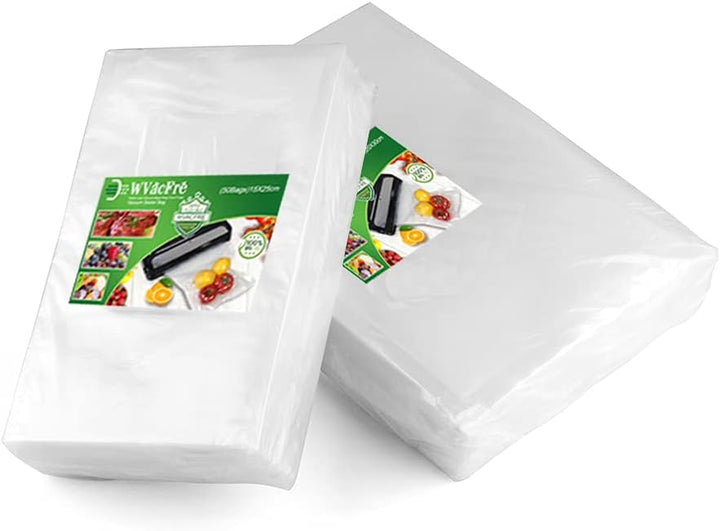WVacFre 100 Beutel 15x25cm(50) und 20x30cm(50) Vakuumier Beutel Vakuumbeutel für Lebensmittel,BPA-Fr