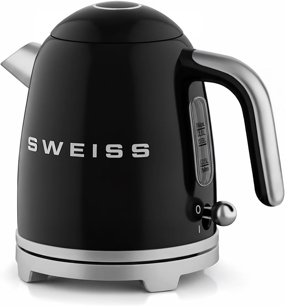 SWEISS Elektrischer Wasserkocher KTS9 im Vintage-Stil, 1 l, kompakter Edelstahl, 1000 W, schnelles K