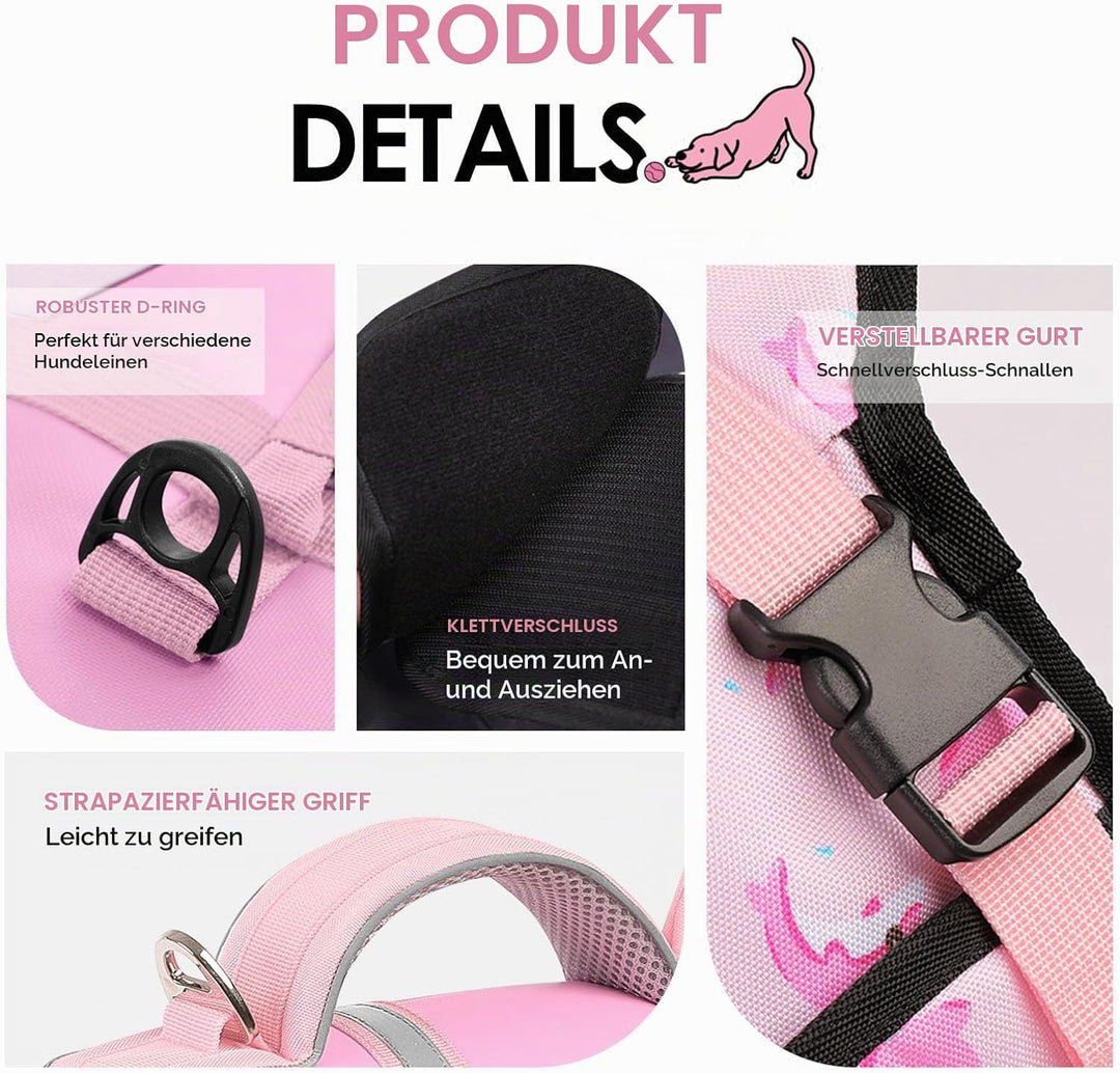 AOFITEE Schwimmweste Hund Mittel, Hoher Auftrieb Hundeschwimmweste Hai, Verstellbar &amp; Ripstop Rettun
