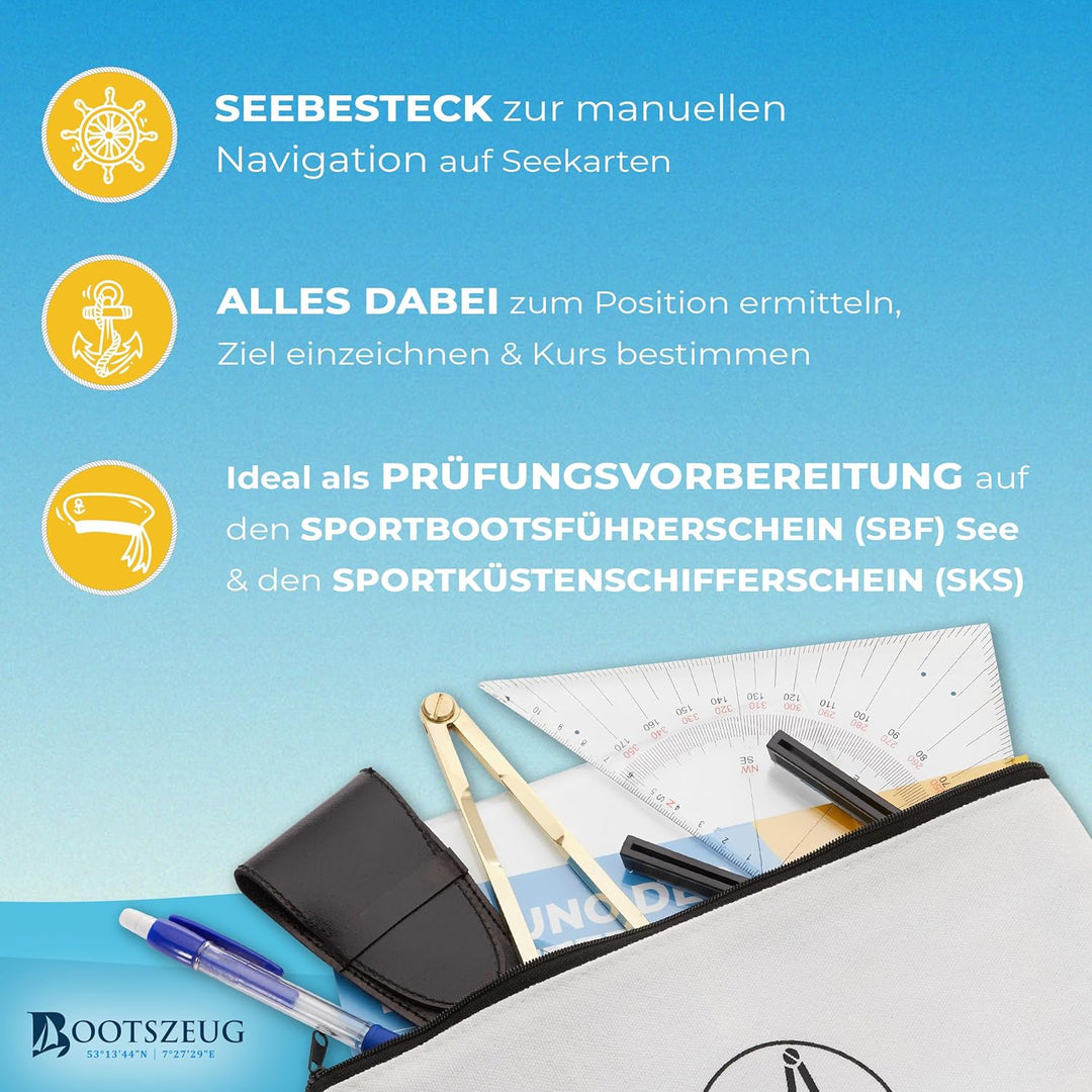 Navigationsbesteck für den Sportbootführerschein I SBF See & Binnen l SKS See l Set 26 cm, 26 cm
