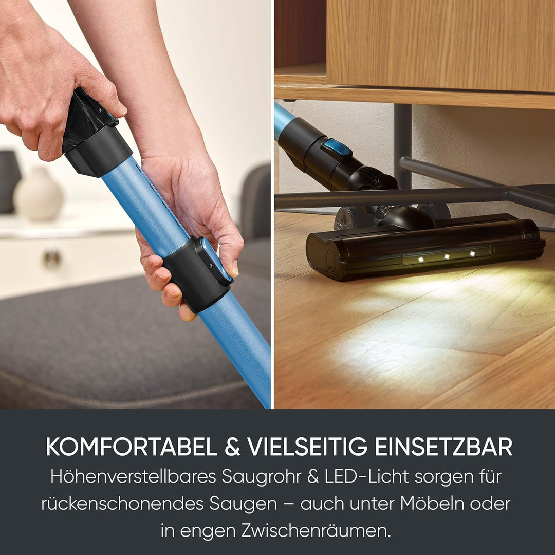 SEVERIN Kabelloser Akku Staubsauger S’Power Slim, höhenverstellbares Saugrohr, LED-Beleuchtung, 50 M