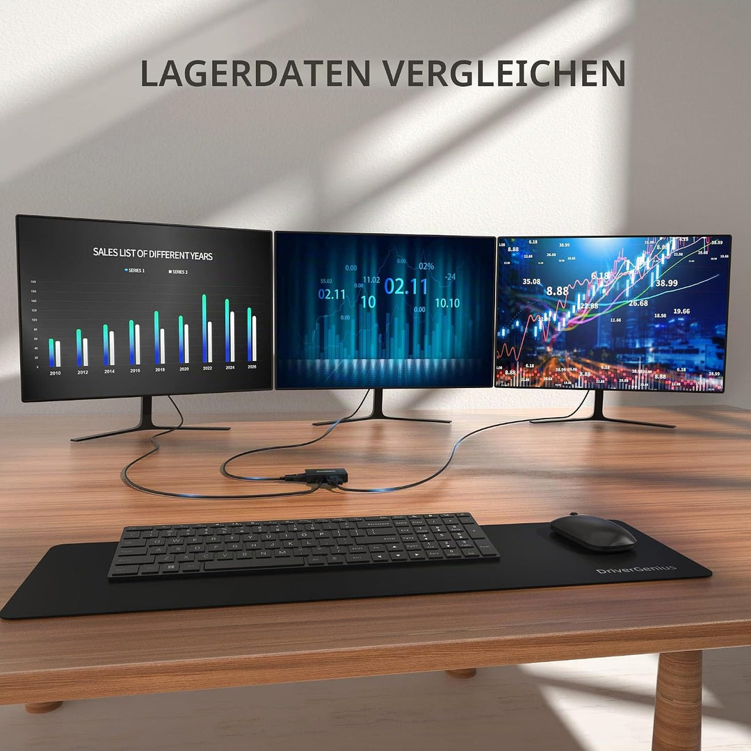 DriverGenius Externe Video und Grafikkarte - USB 3.0 auf HD/DVI/VGA Adapter mit 3,5mm Audio - 2048x1