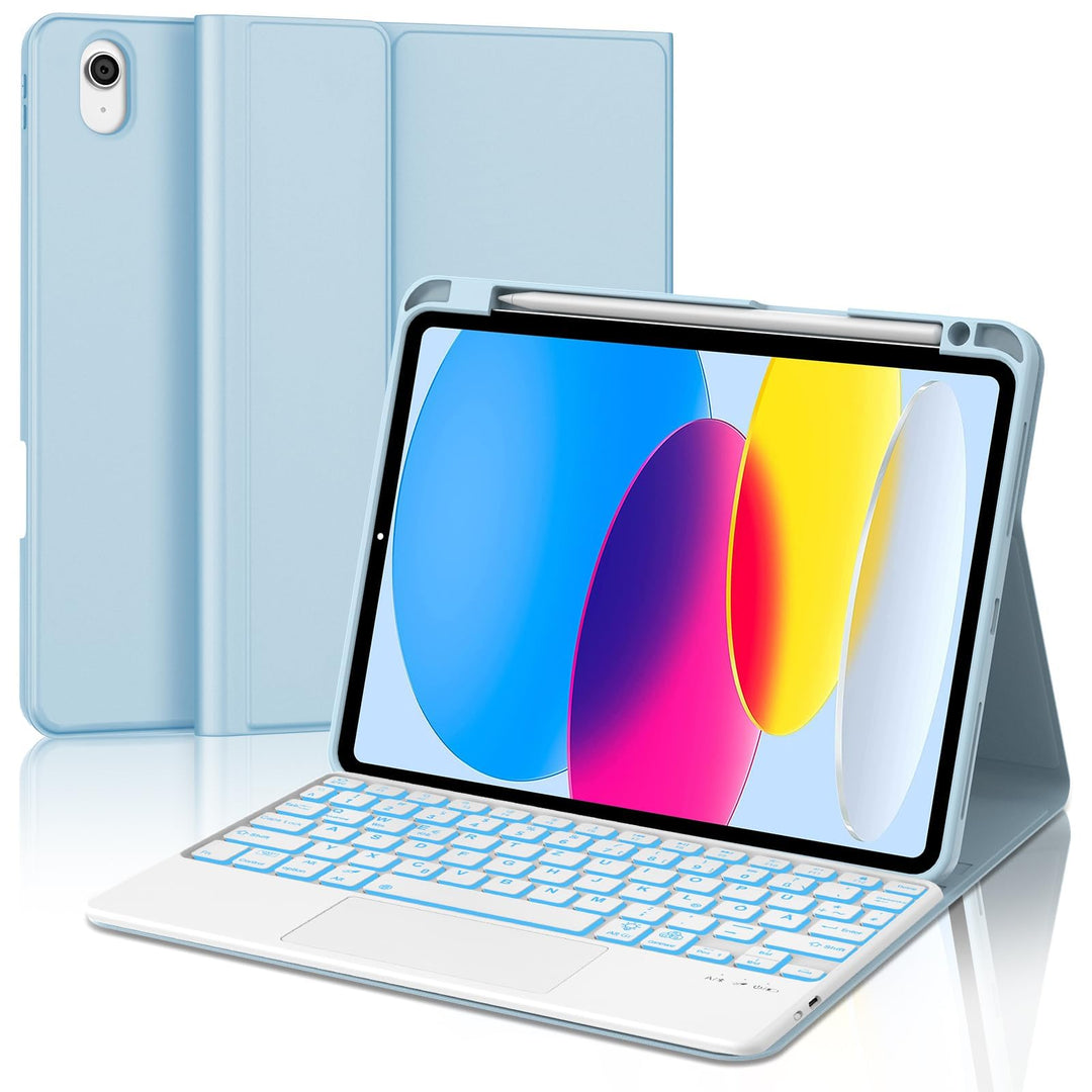 Hülle mit Tastatur für iPad A16 11 Generation 2025/10 Generation 2022, Bluetooth Magnetische Tastatu