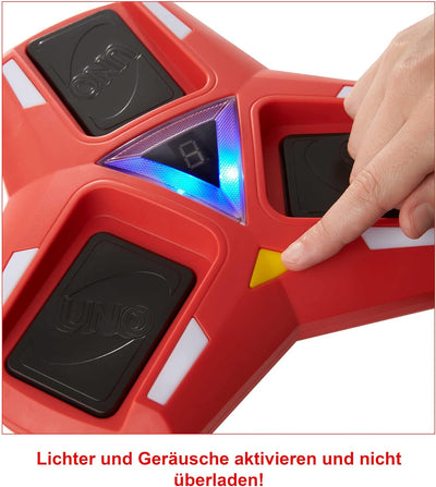 Mattel Games UNO Triple Play, Uno Kartenspiel für die Familie, mit Licht und Soundeffekten, Perfekt