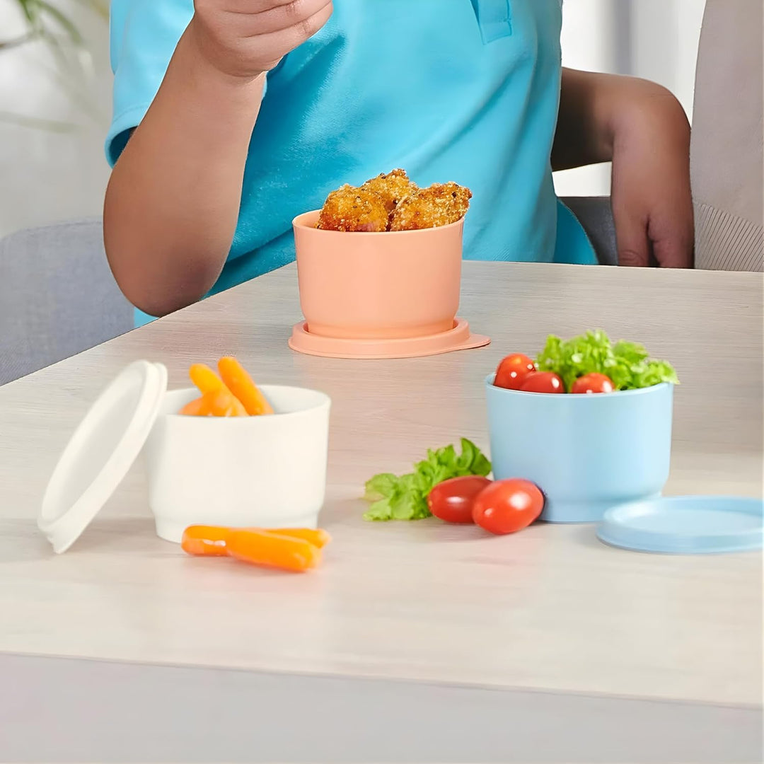 Tupperware SET (3) Kühlschrank Uno 120 ml bunt orange weiss blau Dose Vorrat Frischhaltedose Julchen