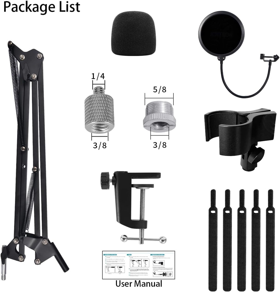 Mikrofon Ständer Boom Arm, Einstellbarer Mikrofonarm für Blue Yeti, Yeti Nano, Elgato Wave, HyperX Q