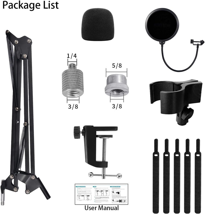 Mikrofon Ständer Boom Arm, Einstellbarer Mikrofonarm für Blue Yeti, Yeti Nano, Elgato Wave, HyperX Q