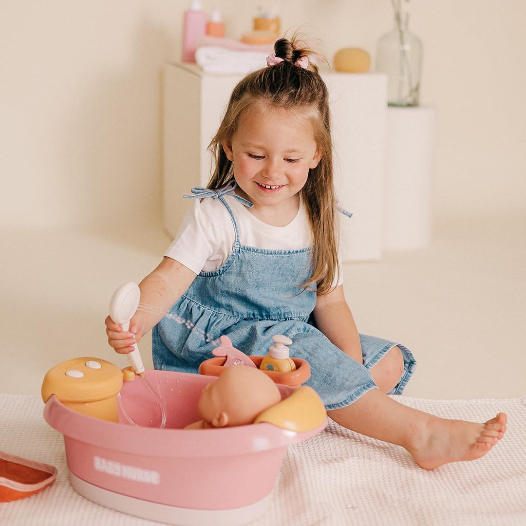 Smoby – Baby Nurse Puppen-Badewanne – Elektronisches Spielmodul mit Wasserstrahlen, LED-Licht, Blase