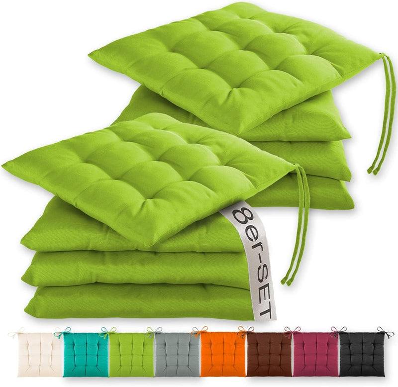 Gräfenstayn® 8er-Set Sitzkissen 40x40x3cm mit Haltebändern für Indoor und Outdoor mit Öko-Tex Siegel