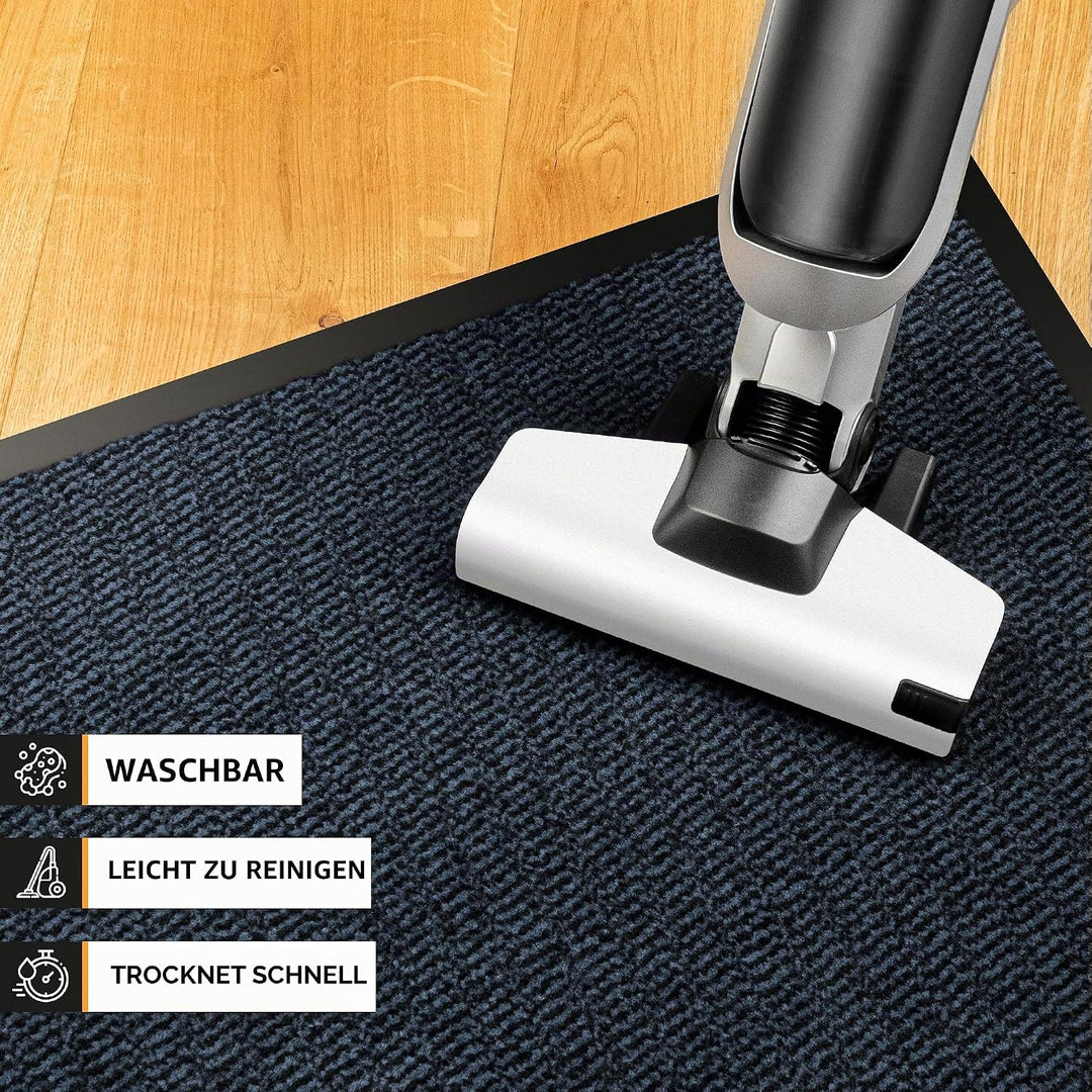 Gentle North Hochwertige Fussmatte blau schwarz 90x150cm gross für Innen &amp; Aussen - Schmutzfangmatte