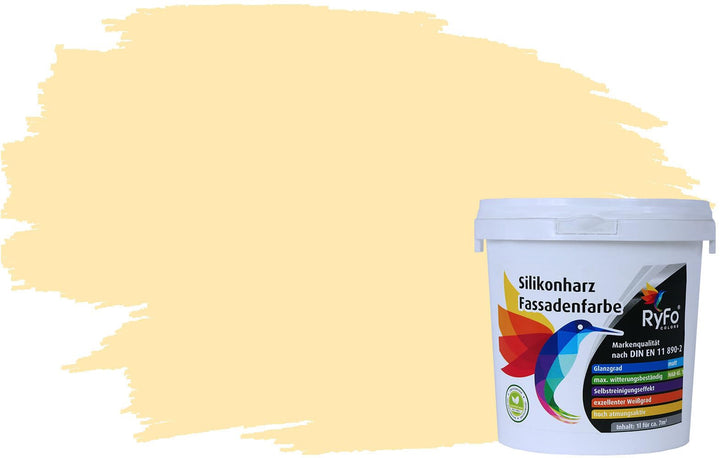RyFo Colors Silikonharz Fassadenfarbe Lotuseffekt Trend Honiggelb 1l - bunte Fassadenfarbe, weitere
