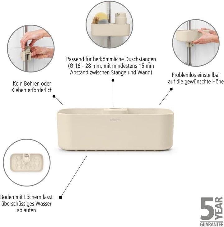 Brabantia - ReNew Duschablage - Platzsparend - Hält bis zu 2 kg - Wandhalterung für die Dusche - Kor