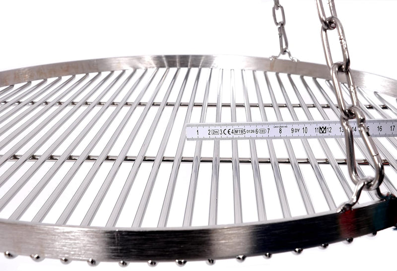 Grillrost Ø 55 cm mit Kette Edelstahl 6 mm Grillstabdicke/Stababstand 10 mm für Schwenkgrill BBQ Dre