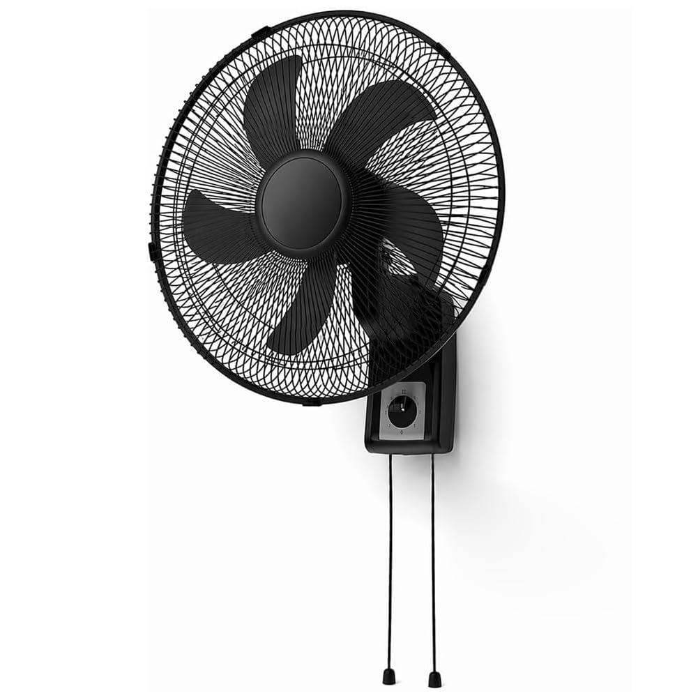 BAKAJI Wandventilator mit Gitter von 43 cm, 3 wählbare Geschwindigkeitsstufen, 5 Flügel, 65 Watt Lei