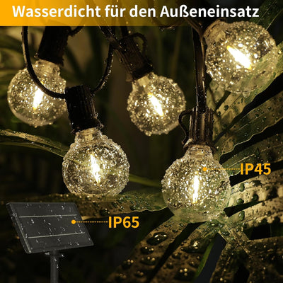 Yuusei Solar Lichterkette Aussen, 30M LED Lichterkette Aussen Glühbirne, 50+2 Warmweiss G40 Birnen W