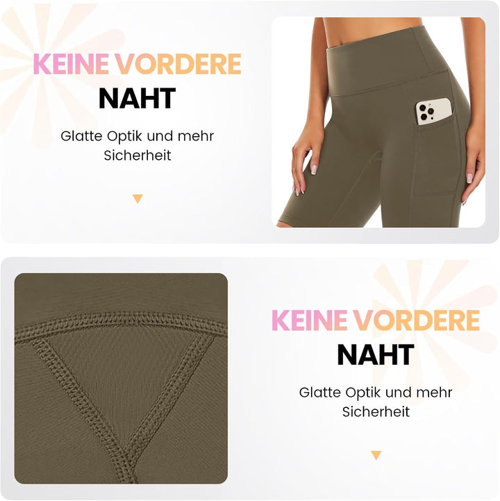 SIMIYA Radlerhose Damen, Kurze Leggings mit Handytasche Blickdichte High Waist Sporthose Damen Kurz,