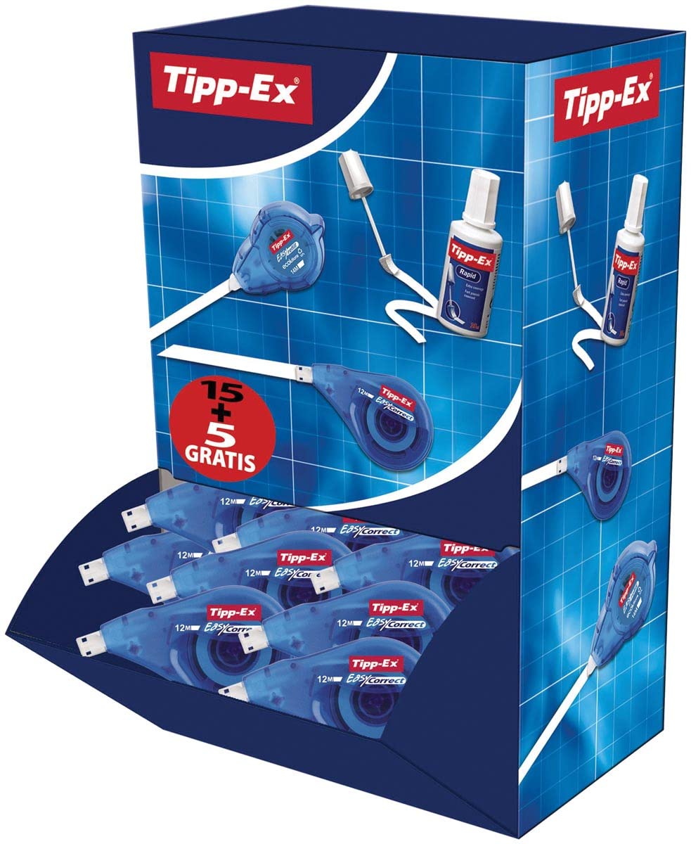 Tipp-Ex Korrekturroller Easy Correct zum seitlichen Korrigieren, 12m x 4.2mm, 20er Pack, Ideal für d
