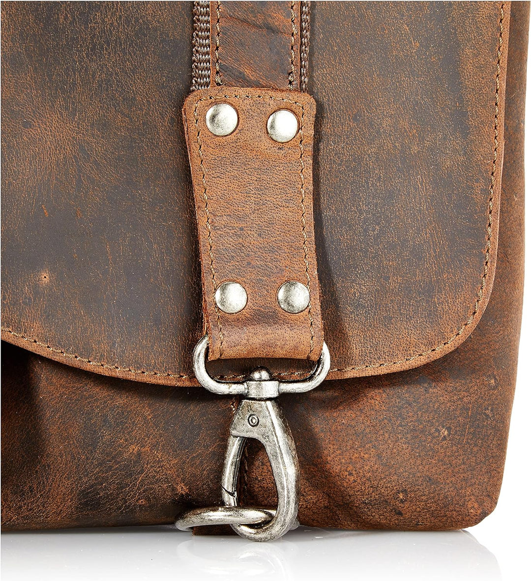 Pride and Soul Umhängetasche MRS. NOEL, aus echtem Leder, ca. 32 x 28 x 11,5 cm, braun
