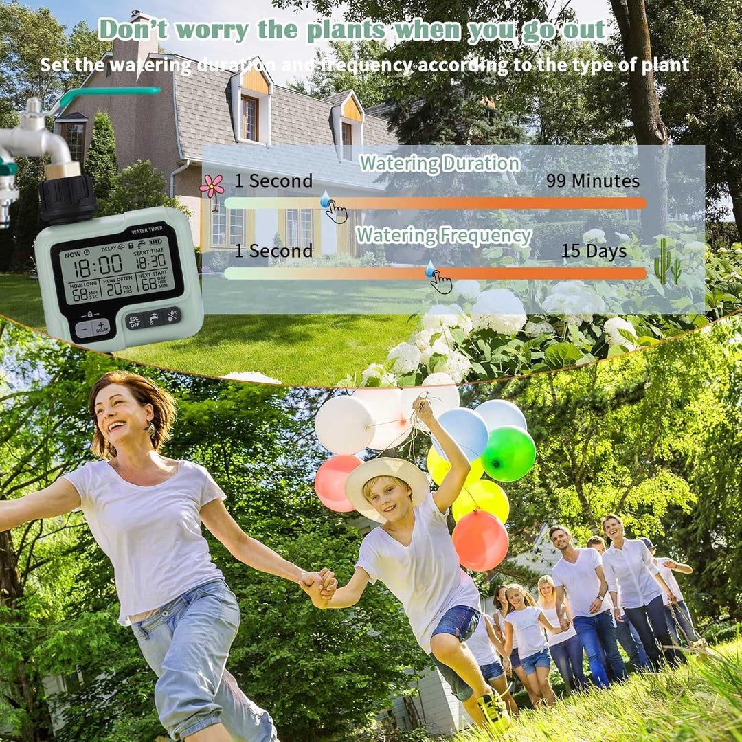 Johgee Bewässerungscomputer mit LCD-Display Wasserzeitschaltuhr Garten Zeitschaltuhr Bewässerung Ein