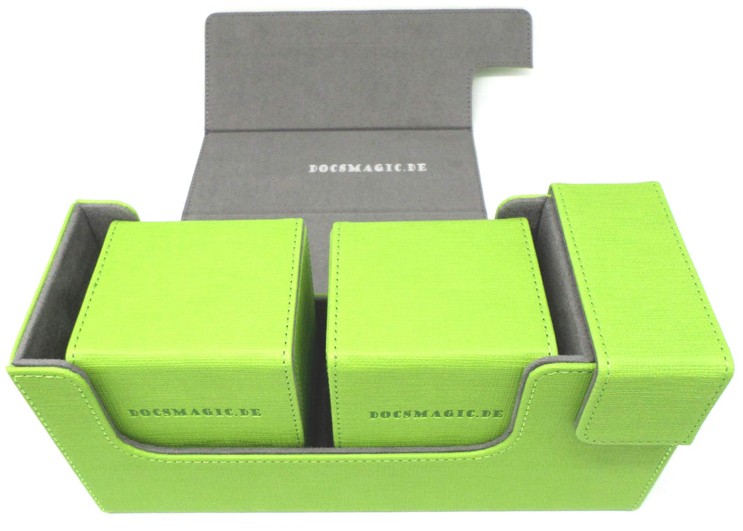 docsmagic.de Premium Magnetic Tray Long Box Light Green Small + 2 Flip Boxes - Hellgrün Small + 2 Fl