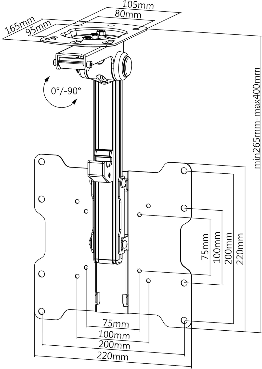 SCHWAIGER LWHD3720 513 TV-Deckenhalterung Fernseher-Halterung für Displays 17-37 Zoll Dachschräge Wa