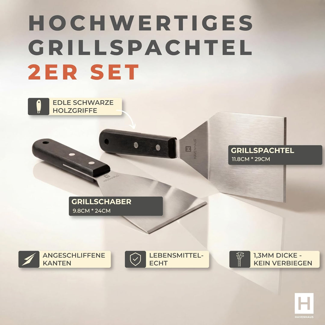 𝗛𝗔𝗩𝗘𝗡𝗛𝗔𝗨𝗦 Premium Plancha Grillplatte 5mm Edelstahl [40x30cm] I Massive Grillplatte 5mm mit geschlos