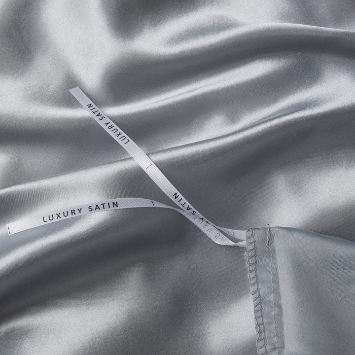 Damier Bettwäsche 200x200 Grau Satin Glatt Glänzend Bettbezug Set 3 Teilig Einfarbig Deluxe Bettwäsc