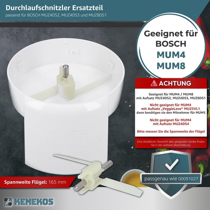 2x Mitnehmer Flügelrad kompatibel mit Bosch Durchlaufschnitzler I Ersatzteil für Küchenmaschine MUM4