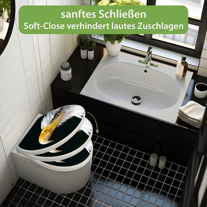 banjado Toilettendeckel mit Absenkautomatik 44,5x37cm - Soft Close Toilettensitz - WC Sitz mit Absen