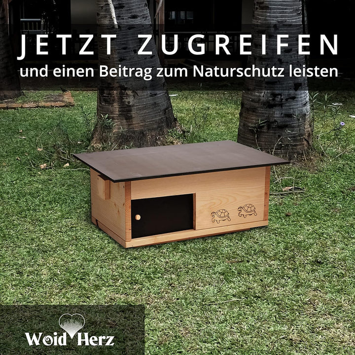 Premium Schildkrötenhaus aus 20mm Vollholz (SH3) - Wetterfest mit Boden und Schiebetür inc. verstell