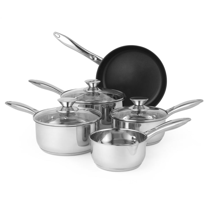 Russell Hobbs Topfsets Pfannenset 5-teilig - Antihaft-Edelstahl Kochgeschirr-Set, Bratpfanne 24cm, T