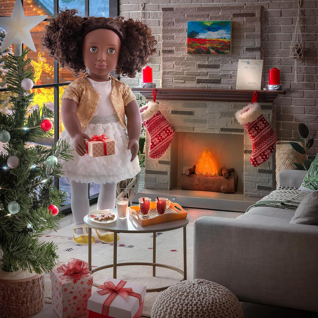 Our Generation Puppenzubehör – Puppenhaus Zubehör Weihnachten mit Weihnachtsbaum, Geschenke, Deko –