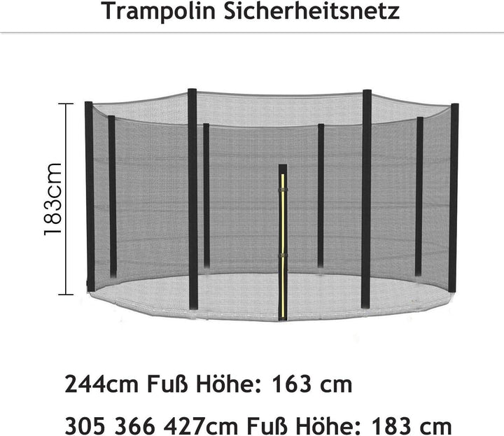Sicherheitsnetz Ersatznetz für Trampolin Ø 244 305 366 427 cm, Gartentrampolin Ersatznetz für 6/8 St