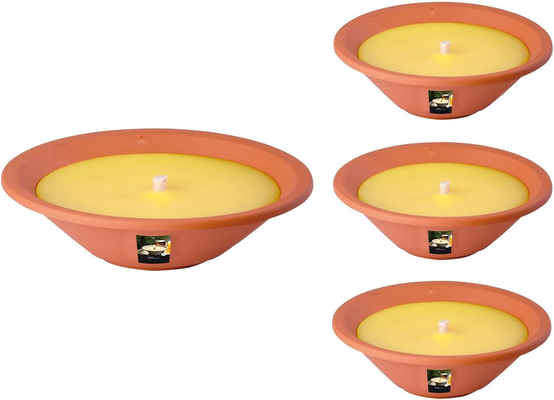Flammschalen Lemon Citronella für draussen 4 Stück - Outdoor-Kerzen Terracotta - Für deinen Garten -